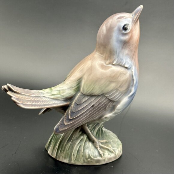 Robin Bird On Branch Dahl Jensen Copenhagen Porcelain Sculpture Figure NR. 1280 - Picture 6 of 16